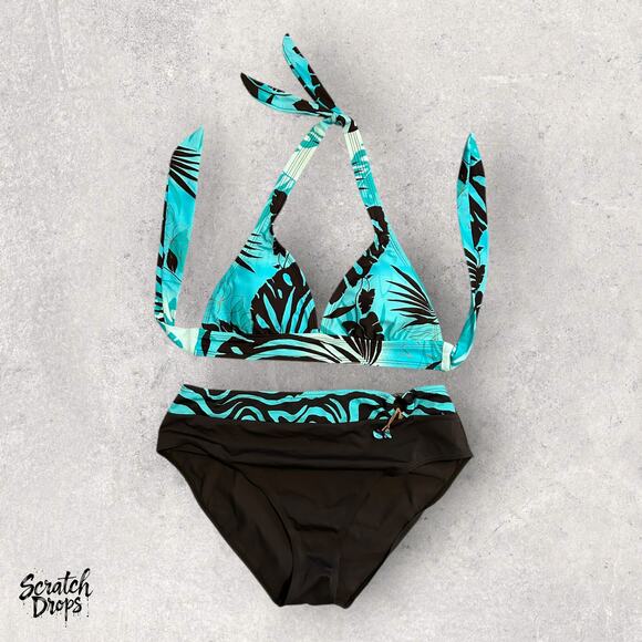 Mossimo Ocean Avenue Bikini Set Top 10 Bottom 16W Tropical Print Swimwear Duo - Picture 1 of 5